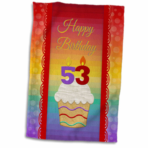 3dRose Cupcake with Number Candles, 53 Years Old Birthday - Towels (twl-244803-1)