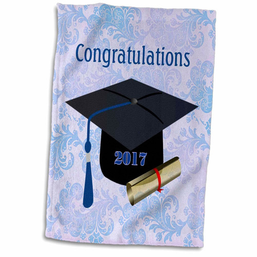 3dRose Image of Congratulations 2017 Black Cap Blue Tassel and Diploma - Towels (twl-252042-1) 3dRose Image of Congratulations 2017 Black Cap Blue Tassel and Diploma - Towels (twl-252042-1)