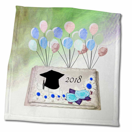 3dRose Graduation Cake, Cap, Diploma, Balloons, and Flowers, 2018, Green - Towels (twl-262864-3) 3dRose Graduation Cake, Cap, Diploma, Balloons, and Flowers, 2018, Green - Towels (twl-262864-3)