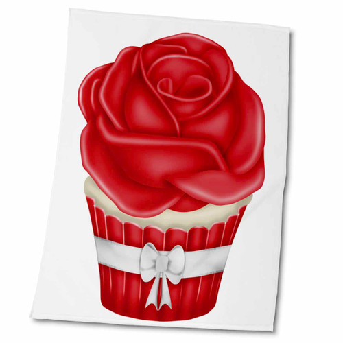 3dRose Pretty Red Rose Cupcake Illustration - Towels (twl-269283-2) 3dRose Pretty Red Rose Cupcake Illustration - Towels (twl-269283-2)