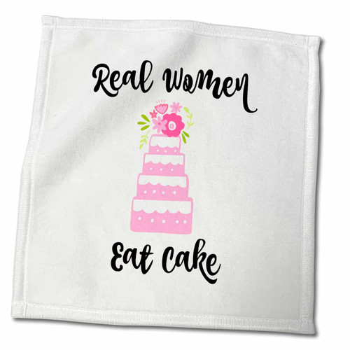 3dRose Ally J- Funny Typography - Real Women Eat Cake. Layered Cake - Towels (twl-286264-3)