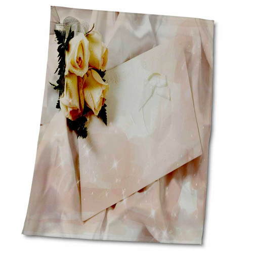 3dRose Sandy Mertens Celebrations - Wedding, Anniversary Roses with Card - Towels (twl-48769-2)