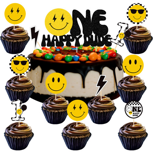 One Happy Dude 1st Birthday Cake Topper Cupcake Toppers for Baby Boy Girl 1st Birthday Decorations,One Happy Dude Birthday Party Decorations,Hippie Groovy One 1 Year Old First Birthday Party Supplies One Happy Dude 1st Birthday Cake Topper Cupcake Toppers for Baby Boy Girl 1st Birthday Decorations,One Happy Dude Birthday Party Decorations,Hippie Groovy One 1 Year Old First Birthday Party Supplies