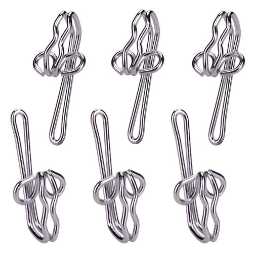 Metal Curtain Hooks, 100Pcs Drapery Hook Pins Stainless Steel Pin-on Hooks for Window Curtain, Shower Curtain, Door Curtain - Silver