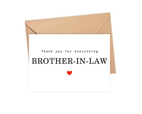 Thank You For Everything Brother-In-Law Card - Thank You Card - Brother-In-Law Card - Father's Day Card - Card For Him - Greeting Card For Birthday- Anniversary- Note Card- Thank You For Everything