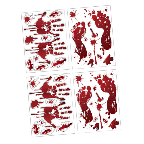 BESTOYARD 4 Sets Handprint Footprint Wall Sticker Window Stickers for Car Halloween Stickers Car Decals Halloween Wall Murals Decals Window Halloween Decorations Wall Clings Halloween Bloody