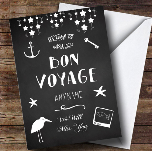 Personalized Bon Voyage Chalk Pictures Bon Voyage Travel Greetings Card