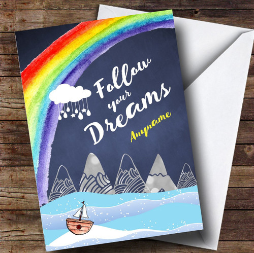 Personalized Dreaming Mountain Bon Voyage Travel Greetings Card