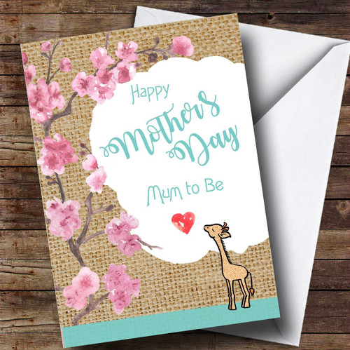 Personalized New Baby Giraffe Mum To Be Mothers Day Greetings Card