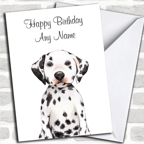Cute Watercolour Dalmatian Dog Personalized Birthday Greetings Card