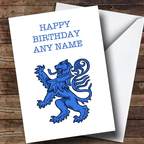 Blue Scottish Lion Personalized Birthday Greetings Greetings Card