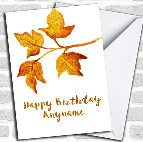 Golden Leaves Personalized Birthday Greetings Greetings Card