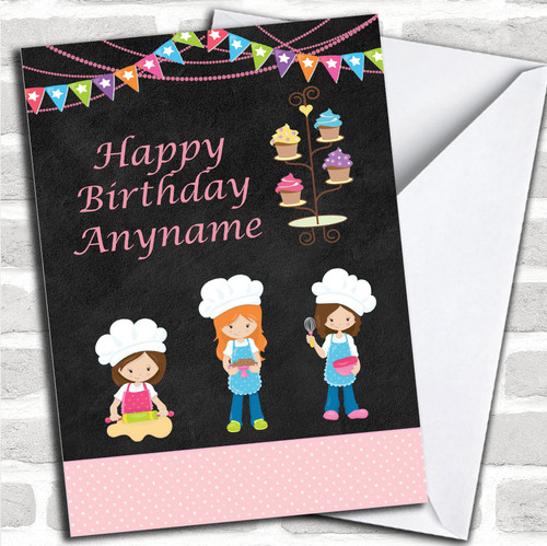 Chalk Cooking Pink Girls Children's Birthday Personalized Greetings Greetings Card