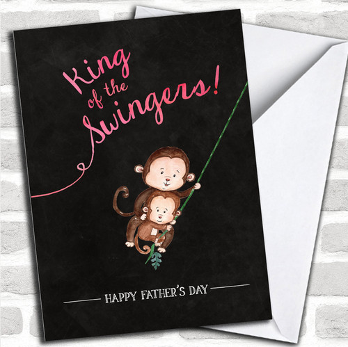 Cute Chalk King Of The Swingers Monkey Personalized Father's Day Greetings Card