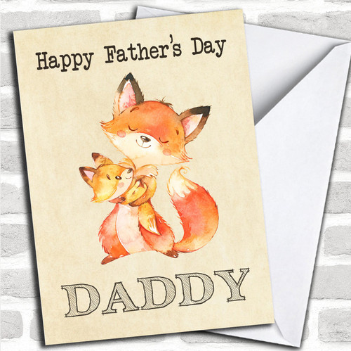 Watercolour Fox Personalized Father's Day Greetings Card