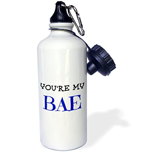 3dRose wb_200638_1 Youre My Bae Black And Red Lettering On White Back Sports Water Bottle, Multicolor, 21 oz