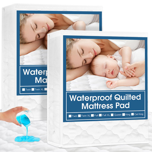 Twin Mattress Pad Cover 2 Pack, Twin Mattress Protector Waterproof Quilted, Twin Size Mattress Pad Cover with Deep Pocket Fitted Up to 14 inch, Soft & Breathable Twin Mattress Pad Cover 2 Pack, Twin Mattress Protector Waterproof Quilted, Twin Size Mattress Pad Cover with Deep Pocket Fitted Up to 14 inch, Soft & Breathable