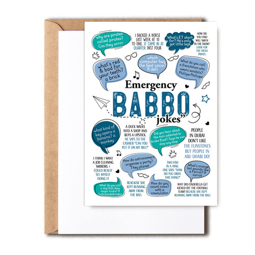 Q.PaddyShops Funny Father's Day Card - Emergency Babbo Jokes Card - Card For Babbo From Son Daughter - Joke Card - Cheeky Card For Babbo - Birthday Card For Dad