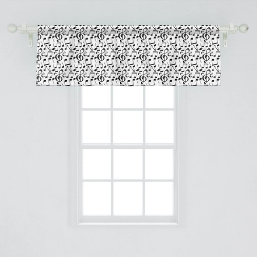 Ambesonne Music Window Valance Pack of 2, Sketchy Musical Notes and Melody Entertainment Fine Arts Theme Pattern, Rod Pocket Curtain Valances for Kitchen Bedroom, 54" X 18", White Charcoal Ambesonne Music Window Valance Pack of 2, Sketchy Musical Notes and Melody Entertainment Fine Arts Theme Pattern, Rod Pocket Curtain Valances for Kitchen Bedroom, 54" X 18", White Charcoal