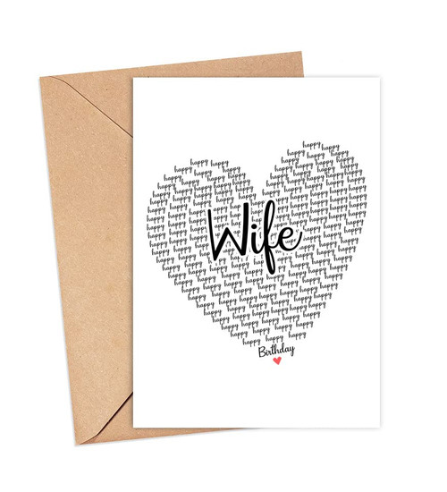 GavinsDesigns Happy Birthday Wife Card - Cute Happy Birthday - Birthday Greeting Card - Sweet Birthday Card For Wife - Anniversary-Thank You Card - Heart Happy Birthday Mom - I Love You Wife Card