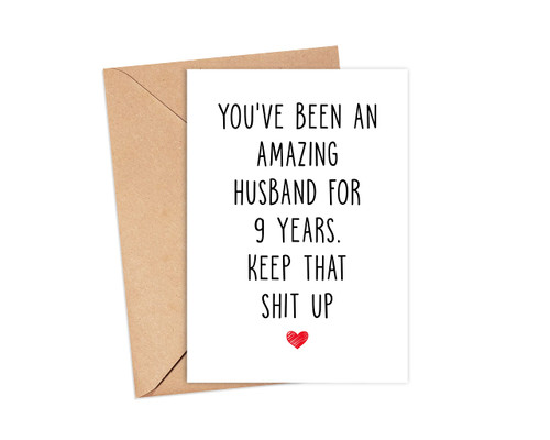 9 Years Anniversary Card For Husband - 9Th Him Years Married Funny Together Gift Men