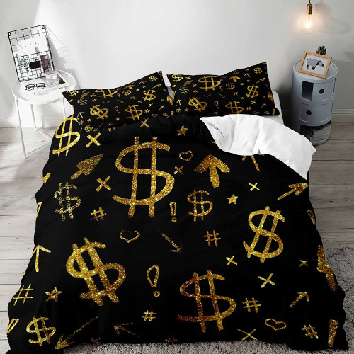 LUVIVIHOME 3PCS Gold Glitter Money Duvet Cover King Bedding Set, Funny Cool Luxury Bling Glam Dollar Sign Arrow Heart Star Cash 100 Dollar Bill Black Comforter Bedspread Quilt Cover, 2 Pillow Shams LUVIVIHOME 3PCS Gold Glitter Money Duvet Cover King Bedding Set, Funny Cool Luxury Bling Glam Dollar Sign Arrow Heart Star Cash 100 Dollar Bill Black Comforter Bedspread Quilt Cover, 2 Pillow Shams