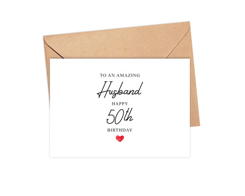 Emily gift To An Amazing Husband Happy 50Th Birthday - Husband Birthday Card 50 - Fiftieth Birthday Card - Husband 50th Birthday Card