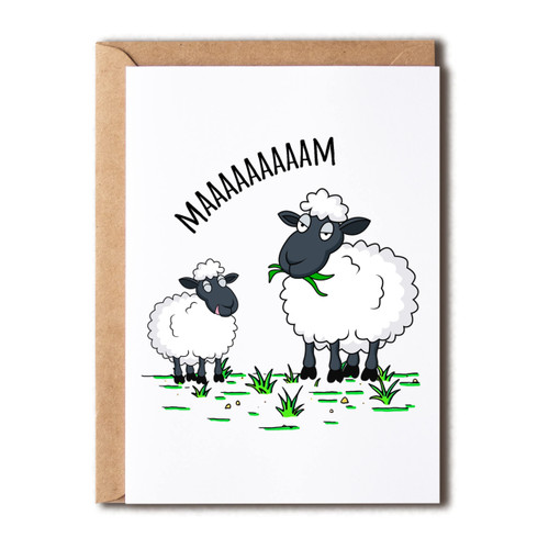 EruditeGifts Maaaaaaam - Mother's Day Card - Mother Sheep Card - Sheep Card For Mom - Happy Mothers Day Card - I Love You Mama