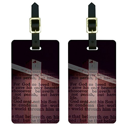 Graphics & More Cross and Bible Verse John 3-16 for God So Loved The World Luggage Tags, White