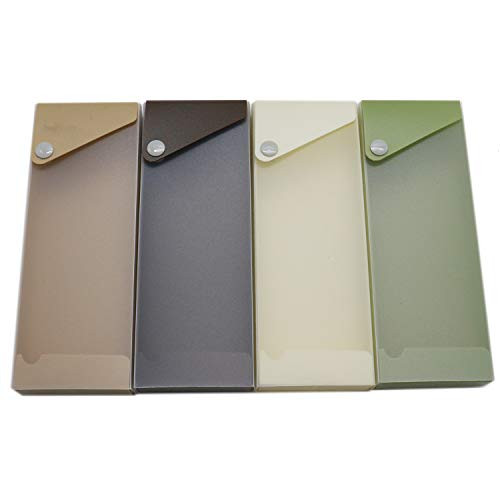 IDS 4Pcs Pencil Box, snap Button Pull Out Drawer Pencil case Box Holder Translucent Pen case