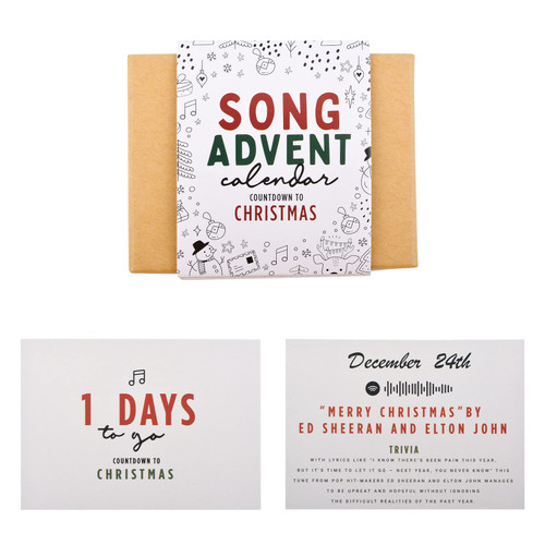 MOBOROR Christmas Advent Calendar Cards,24PCS Music Christmas Countdown Calendar Card Set, 24 Days Greeting Card Commemorate Card Gift for Adults Teenagers