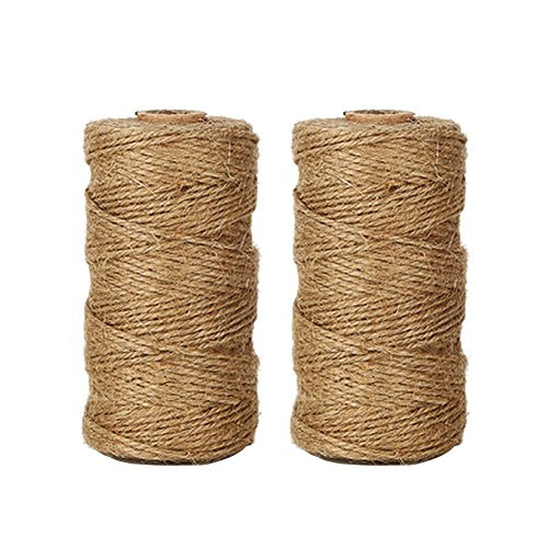 Tenn Well Natural Jute Twine 656 Feet Arts and Crafts Jute Rope Industrial Packing Materials Packing String For DIY Crafts, Festive Decoration and Gardening Applications (2ply,2 Pcs x 328 Feet)