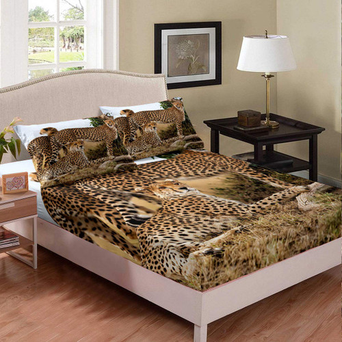 Erosebridal Leopard Bedding Set Twin, Cheetah Fitted Sheet, Leopard Print Bed Set,African Savannah Wildlife Animals Bed Cover for Boys Young Man, Bedroom Living Room Decor with Deep Pocket Erosebridal Leopard Bedding Set Twin, Cheetah Fitted Sheet, Leopard Print Bed Set,African Savannah Wildlife Animals Bed Cover for Boys Young Man, Bedroom Living Room Decor with Deep Pocket