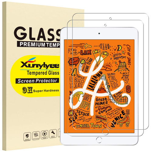 XunyLyee [2 Pack] Screen Protector for iPad Mini 5 2019, Easy Installation Tempered Glass for iPad Mini 5 and iPad Mini 4