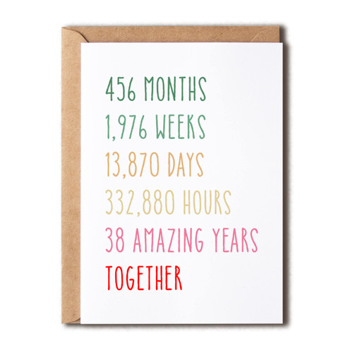 38Th Anniversary Card - Funny 38 Years Wedding Anniversary Card - Funny Wedding Anniversary Card - 38Th Anniversary Card For Him Her