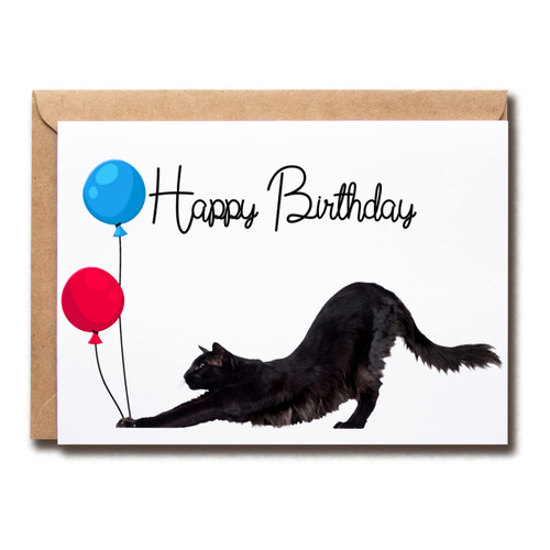 EirlysDesigns Happy Birthday Card With Cats - Black Cat Birthday Card - Greeting Card Cat - Funny Birthday Card - Funny Cats Birthday Card, 5 x 7 inches