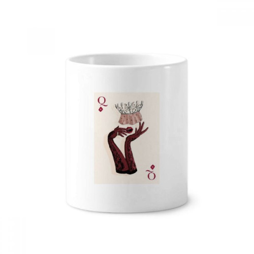 Playing Cards Diamond Q Pattern Toothbrush Pen Holder Mug Ceramic Stand Pencil Cup