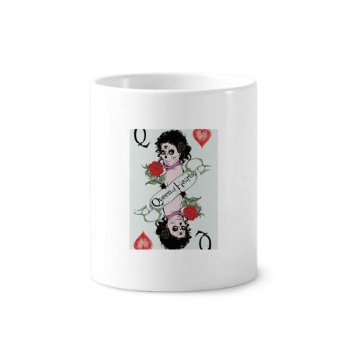 Playing Cards Q Illustration Pattern Toothbrush Pen Holder Mug Ceramic Stand Pencil Cup