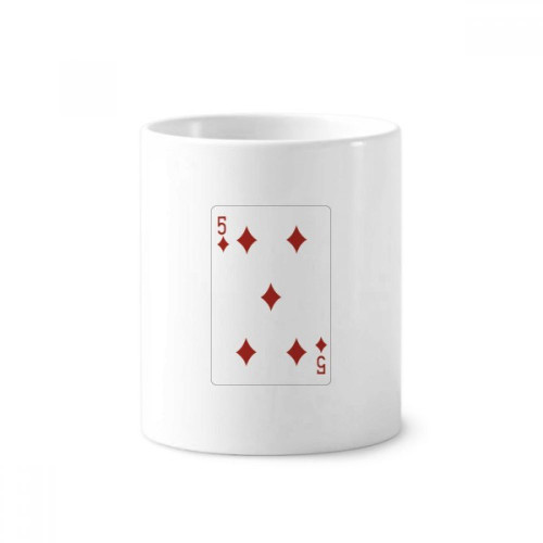 Diamond 5 Playing Cards Pattern Toothbrush Pen Holder Mug Ceramic Stand Pencil Cup