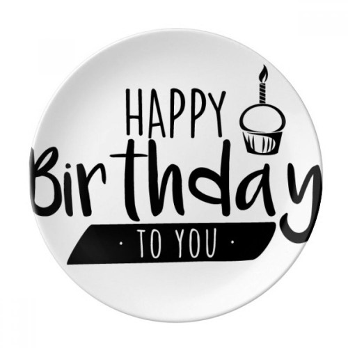 Happy Birthday Cake Quote Style Plate Decorative Porcelain Salver Tableware Dinner Dish