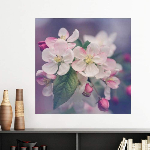 DIYthinker Pink Beautiful White Flowers Vinyl Wall Decoration Sticker Poster Wallpaper Decal Self Adhesive