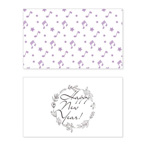 Purple Small Stars Music Notes New Year Festival Greeting Card Bless Message Present