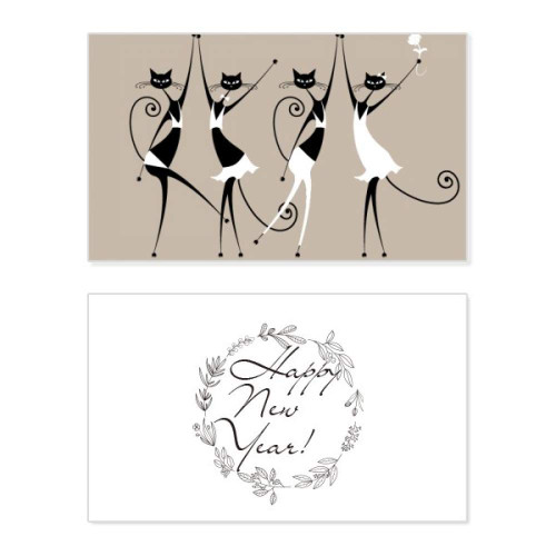 Celebrate Party Cheers Cat New Year Festival Greeting Card Bless Message Present