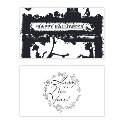 Halloween Crow Human Ghost New Year Festival Greeting Card Bless Message Present
