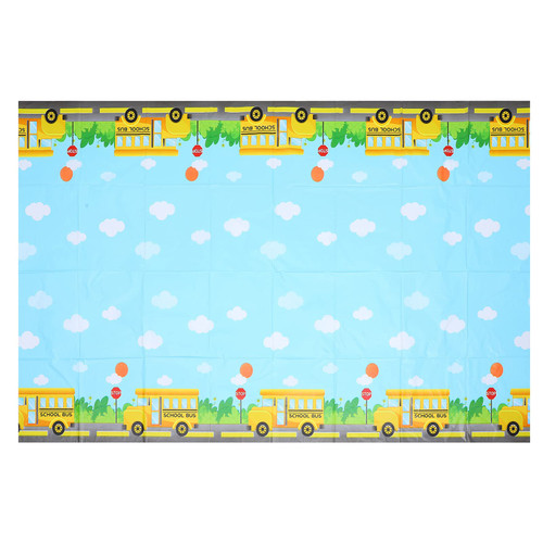 NUOBESTY School Bus Tablecovers Welcome Back to School Tablecloth School Bus Party Table Runner Decorative Table Cover