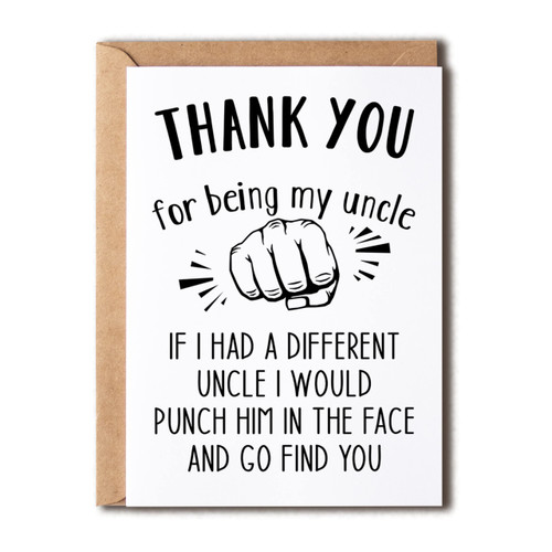 Thank You For Being My Uncle Funny Card - Fathers Day For Uncle Dad Husband - Fathers Card - Fathers Gift Card