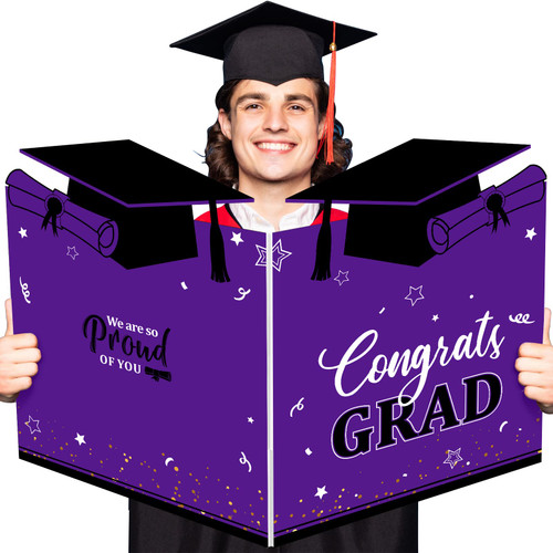 Jumbo Graduation Card Graduation Guest Book 2023 Graduation Party Decorations Class of 2023 Big Giant Graduation Card for College High School Graduation Party Supplies, 24.8 x 16 Inches (Purple)
