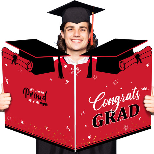 Jumbo Graduation Card Graduation Guest Book 2023 Graduation Party Decorations Class of 2023 Big Giant Graduation Card for College High School Graduation Party Supplies, 24.8 x 16 Inches (Red)