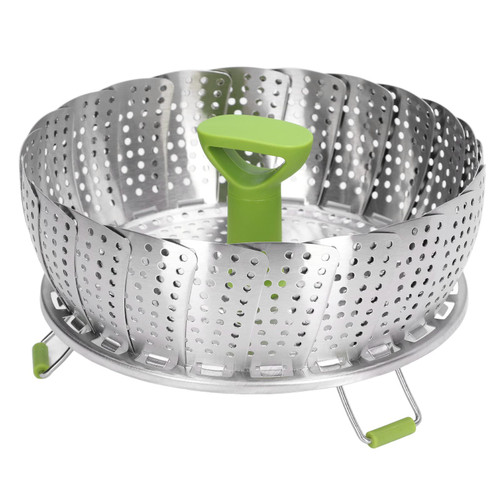 Steamer Basket Stainless Steel Vegetable Steamer Basket Folding Steamer Insert for Veggie Fish Seafood Cooking, Expandable to Fit Various Size Pot(Lager)