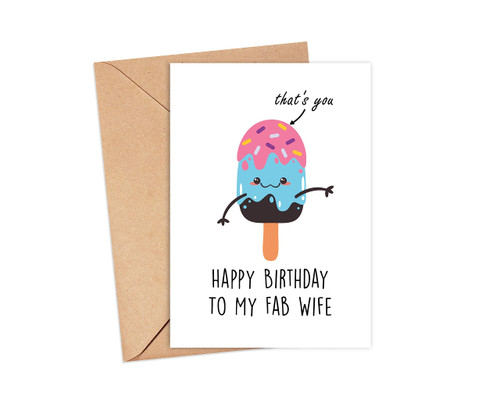 RedNuur Fab Wife - Happy Birthday To My Fab Wife - Funny Birthday Card - Fab Wife Card - Birthday Card - Gift Birthday Card